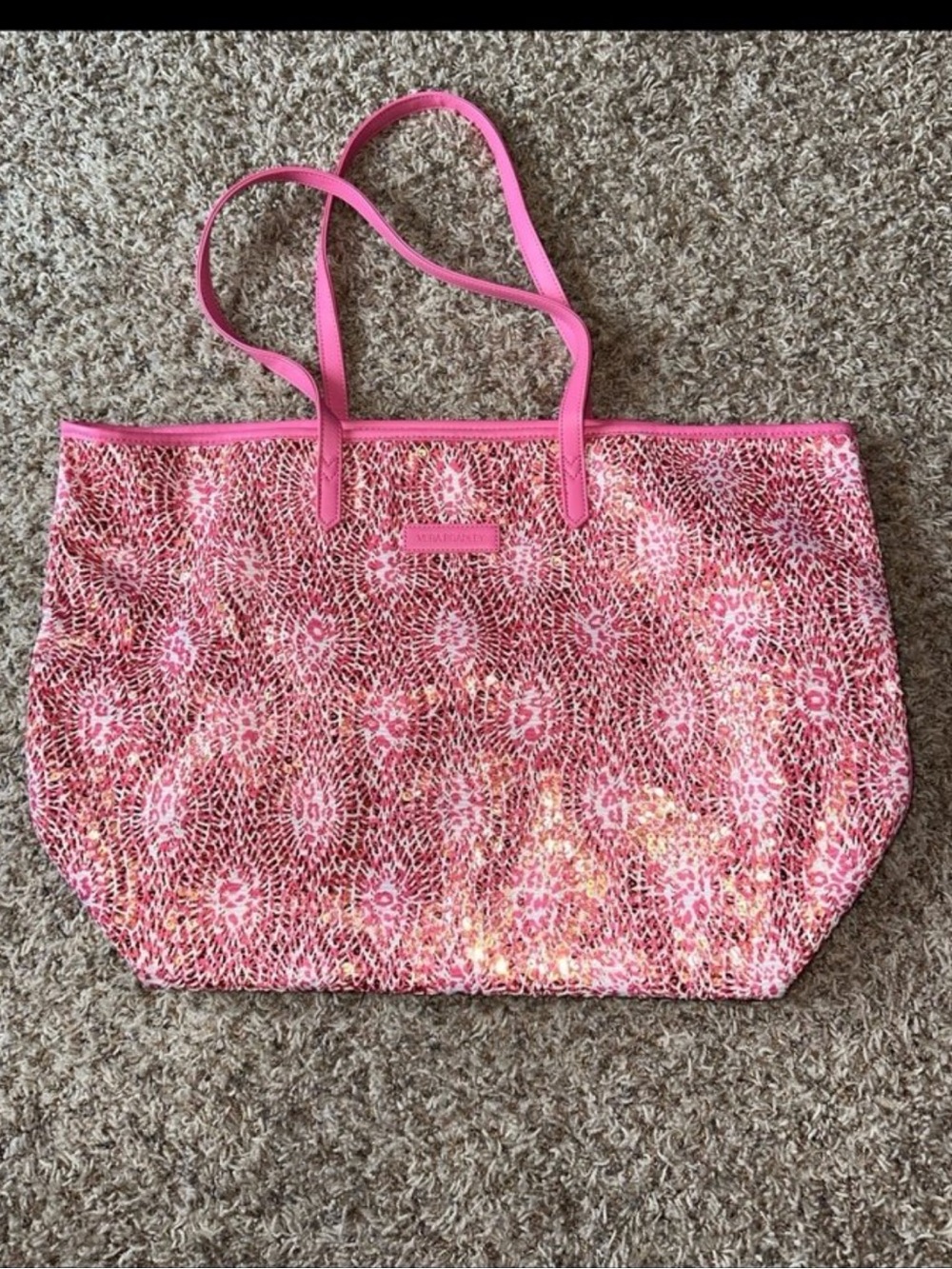 Pink and gold Vera Bradley tote bag 
Sequins are gold